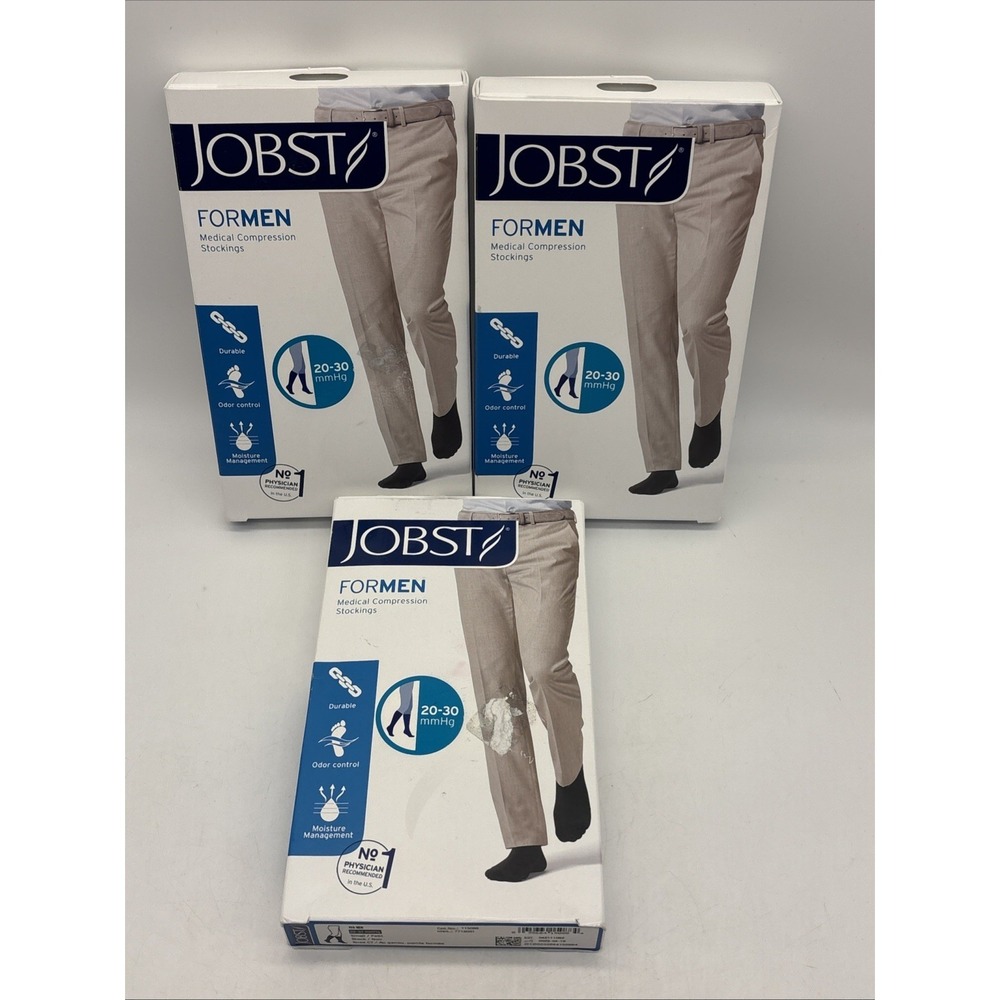 3- Jobst for Men 115088 Compression Stocking Small Black 20-30 mmHg Knee -3 Pair